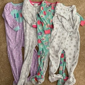 Lot of Carters brand fleece footie pajamas. 4t